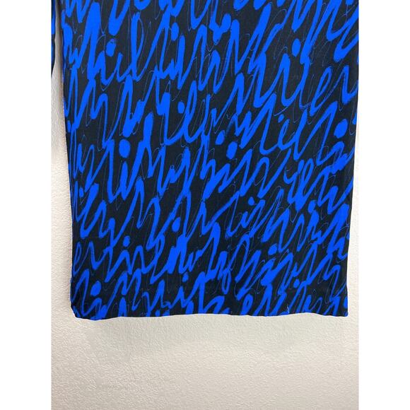 Milly Mini Dress Small Retro Blue Boat‎ Neck 80s Layered Classy Bold Print - Picture 6 of 11